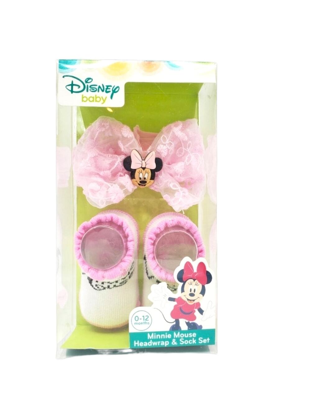 Disney Baby Minnie Mouse Headwrap Socks Pink Set NIP